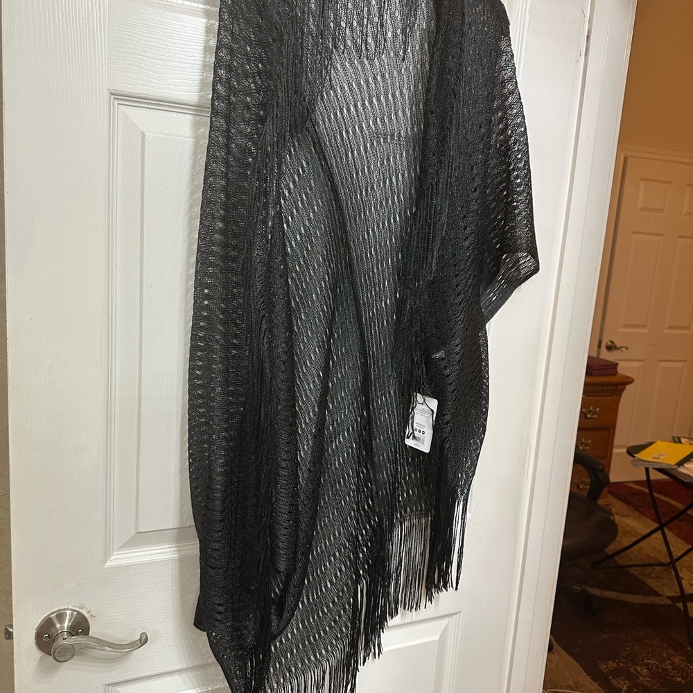 Elegant Black Fringe Shawl